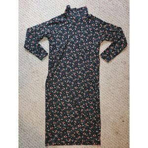 Vintage L.L BEAN Freeport Maine Floral Cottagecore Dress S/M Black‎